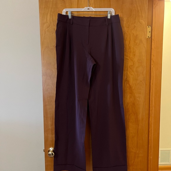 ST. JOHN COLLECTION Berrywood Purple Virgin Wool Dress Cuffed Pants NWT Size 16 - Picture 10 of 12